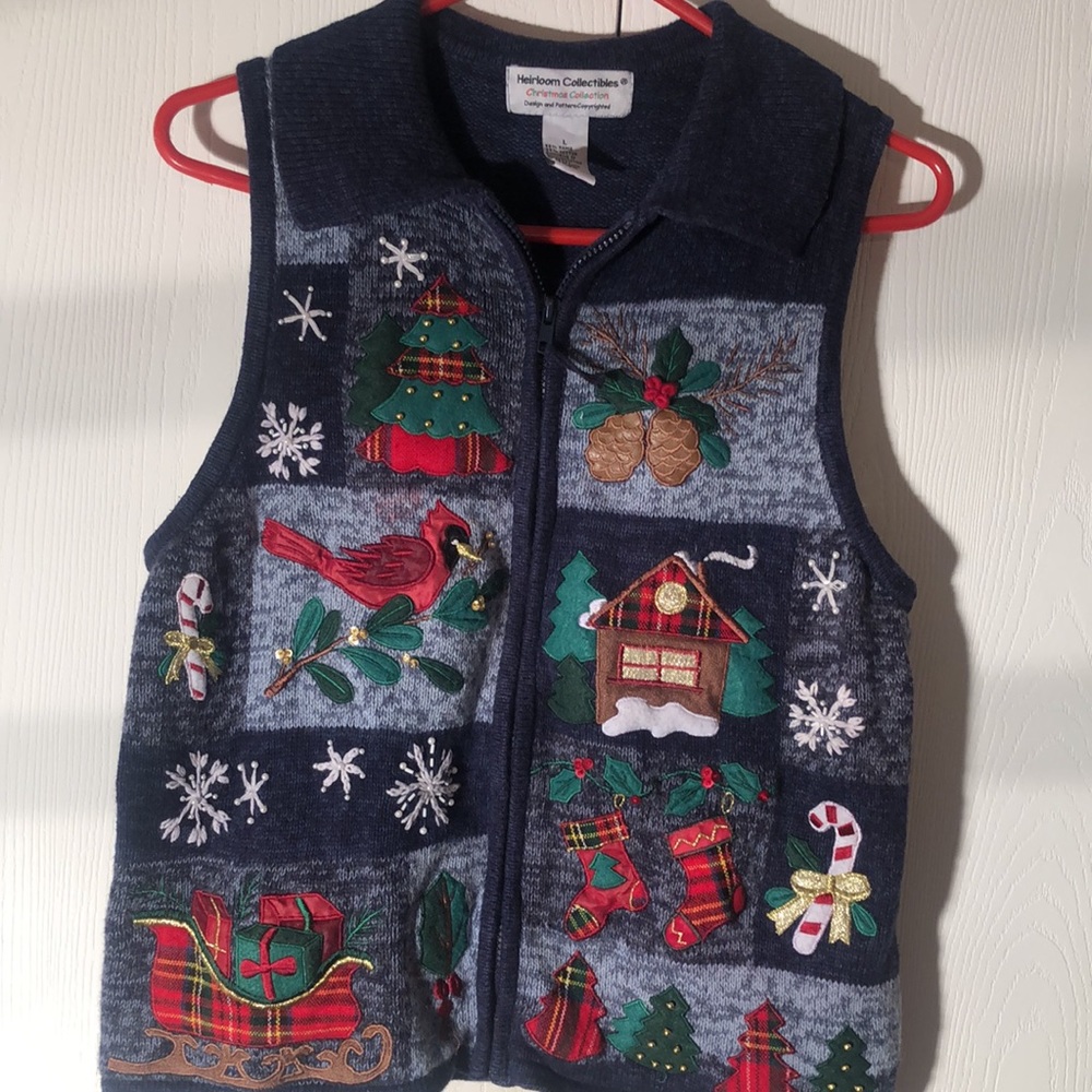 Heirloom Christmas VTG rare Y2k festive embroidered collection sweater vest - Picture 6 of 9
